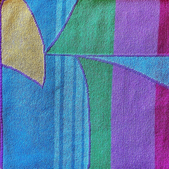 Vintage Beach Towel Abstract Sailboat Cotton Retro Colorful Fun Terry Towel - Picture 7 of 8